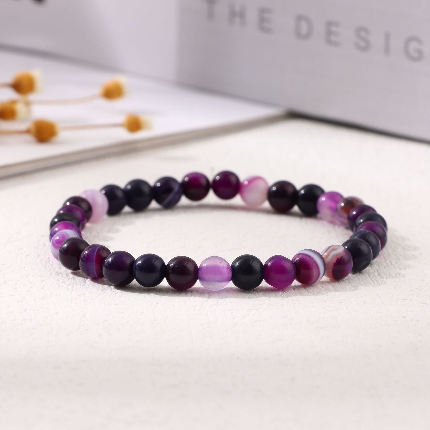 Women's & Men's Round Beads Couple Fashion Elastic String Beaded Bracelets