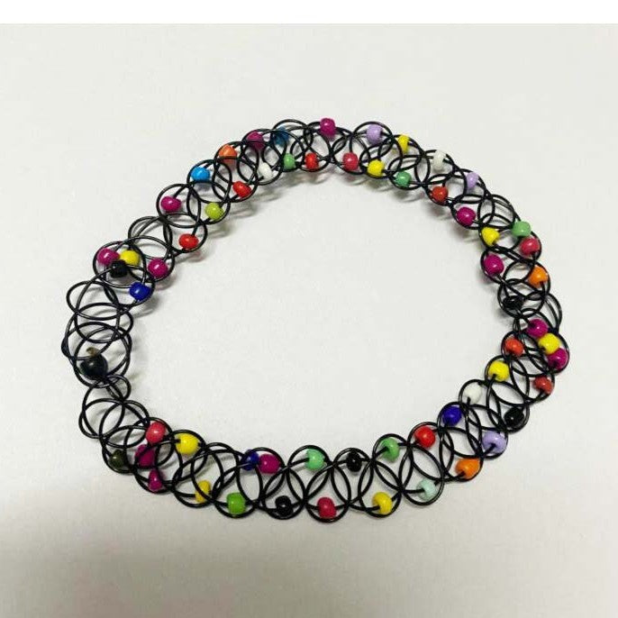 Women's Trend Street Snap Personalized Color Bead Elastic Collar