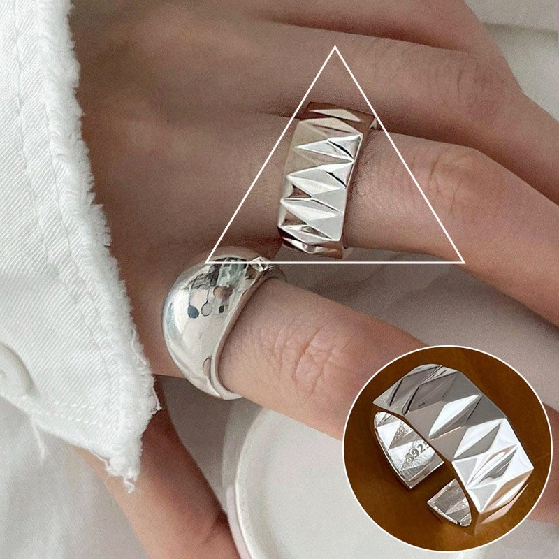 Hammered Female Fashion Personality Creativity Design Rings