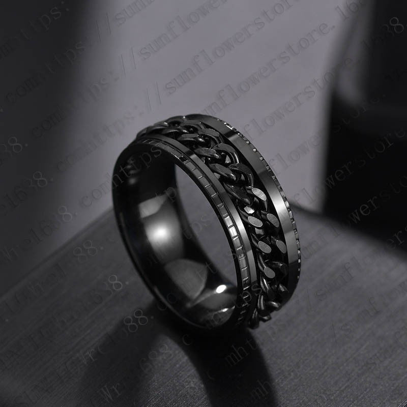 Men's Suit Double Bevel Brushed Matte Simple Ring