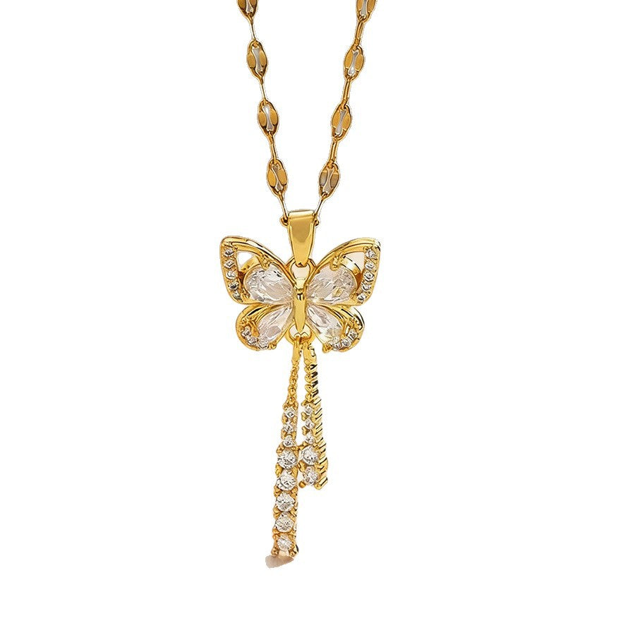 Cute Bow Tassel Female Style Exquisite Necklace
