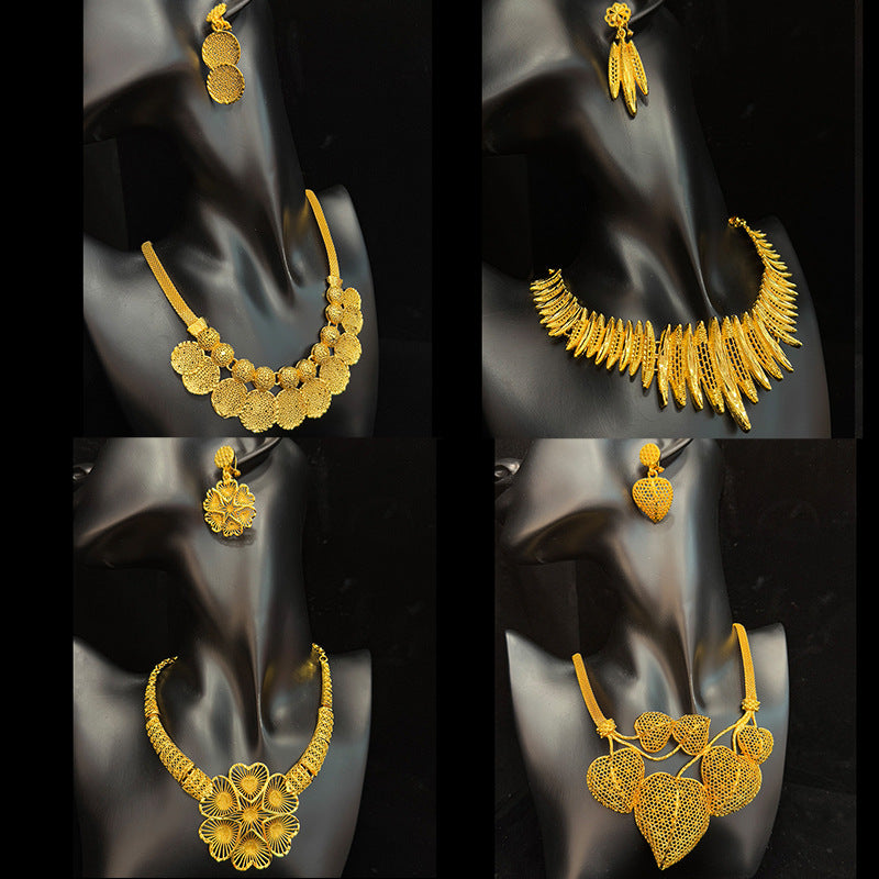 Gold Plated Female Bridal Wedding Imitation Jewelry Set