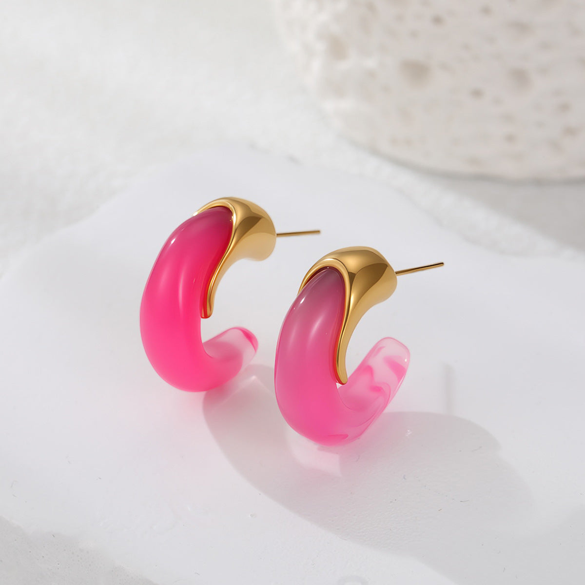 Retro Exquisite Type Resin High-grade Stainless Steel Versatile Earrings