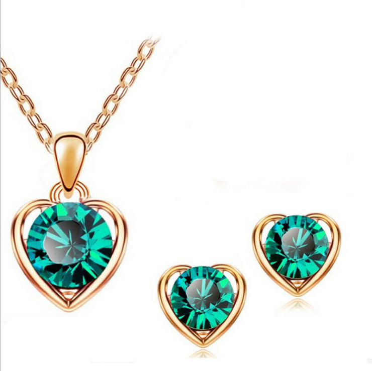 Stylish Durable Fashion Crystal Heart-shaped Heart Jewelry Set
