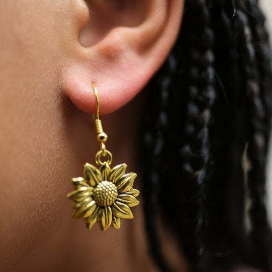 Sun Flower Retro Three-dimensional Sunflower Carving Fashion Ear Hook