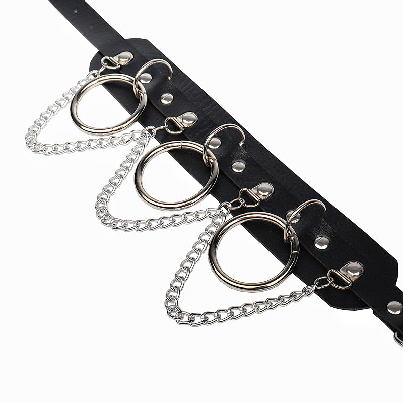 High Profile Fashion Punk Nightclub Chain Clavicle Leather Collar