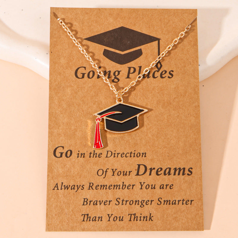 Graduation Stainless Steel Doctorial Hat Memorial Necklaces