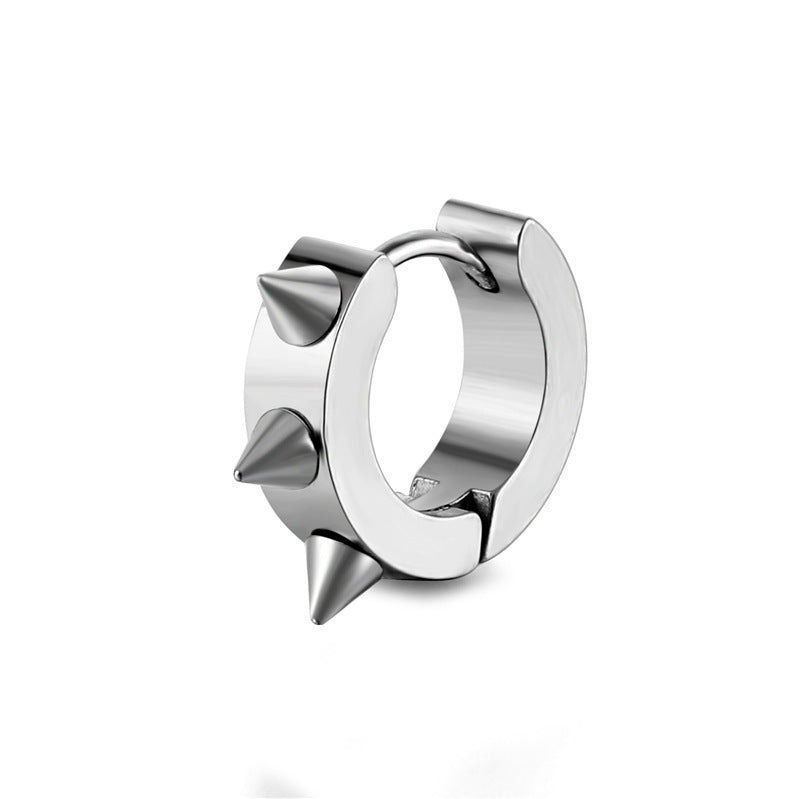 Steel Pointed Cone Ear Clip Fashion Six Earrings