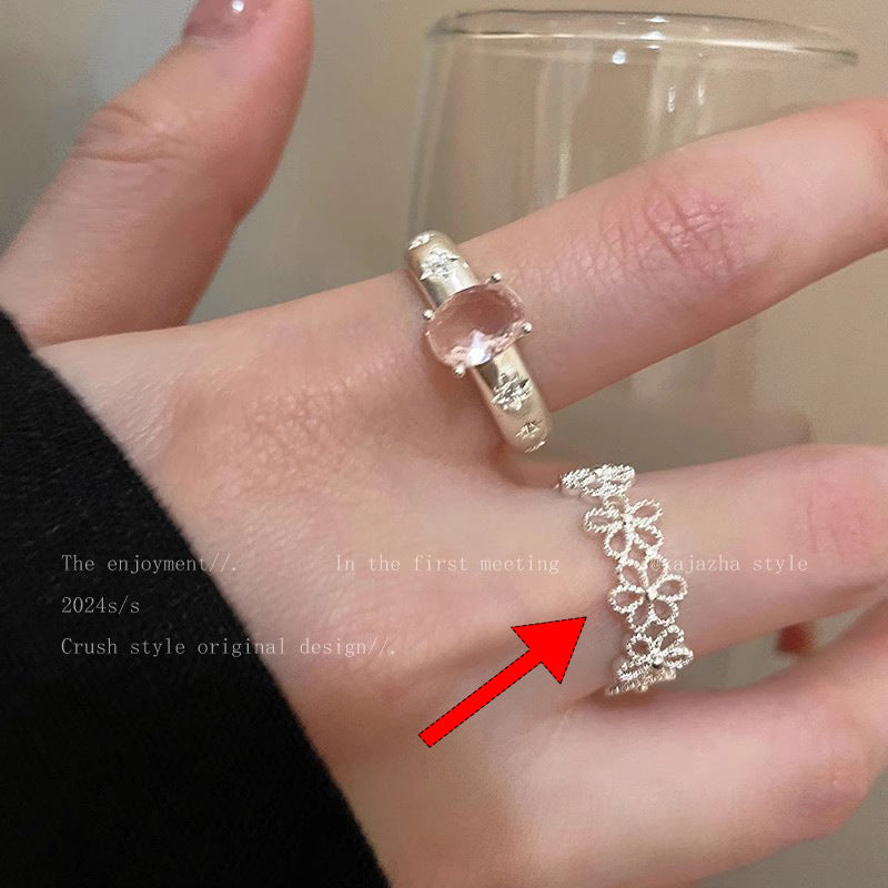 Style Pearl Zircon Butterfly Female Niche High-grade Rings