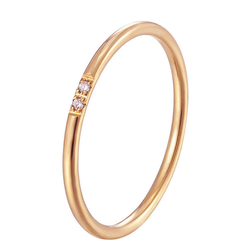 With Diamond Simple Design Female Titanium Ring