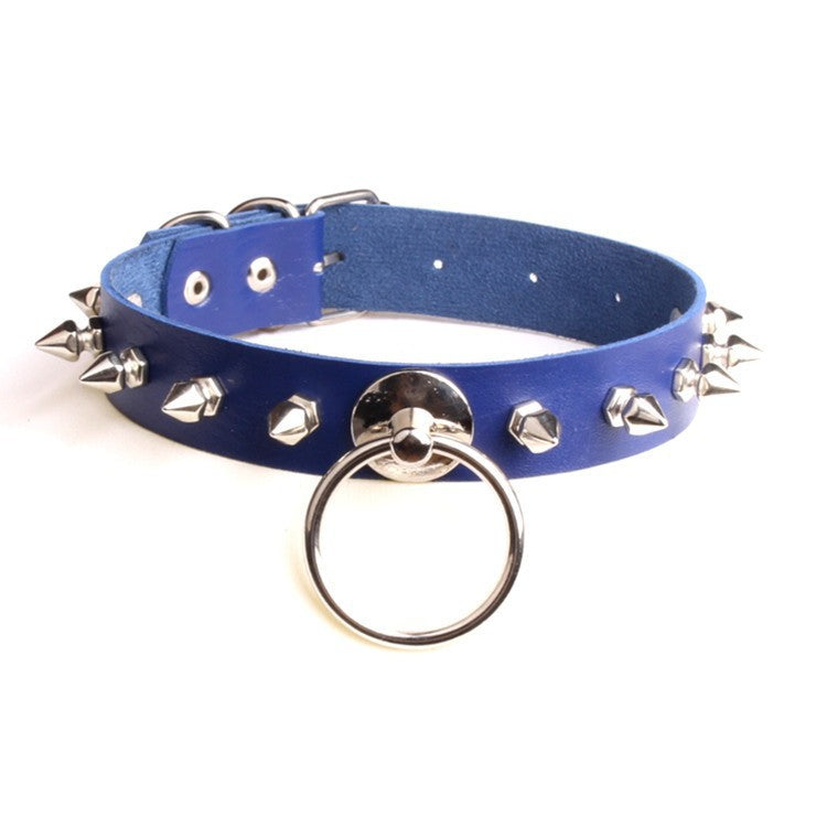 Personalized Spike Rivet O-shaped Leather Nightclub Collar