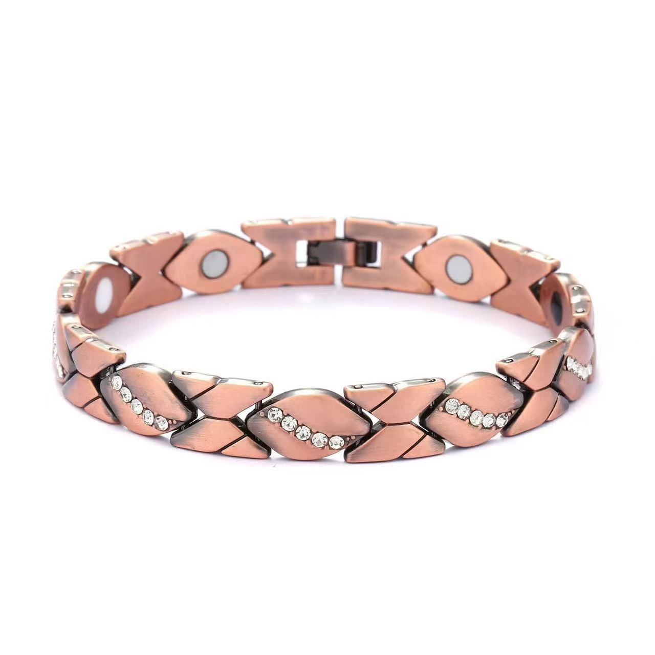 Women's & Men's Bronze Magnet Striped Fashion Full Series Bracelet