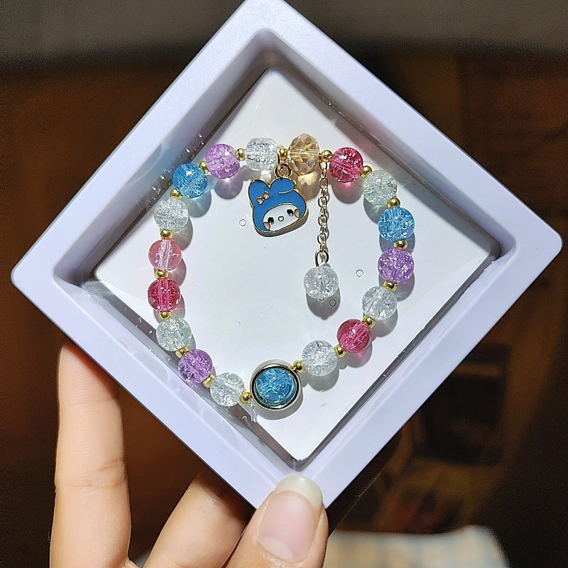 Cartoon Crystal Colored Glaze Flower Beaded Colorful Gift Box Bracelets