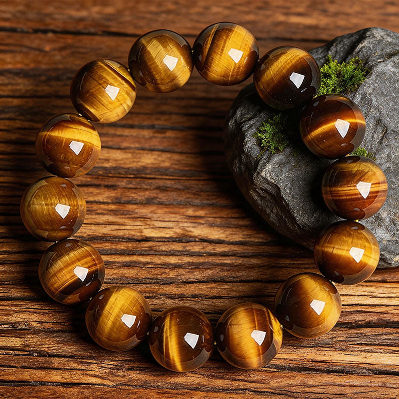 Tiger Single Circle Stone Handmade Beaded Simple Bracelet