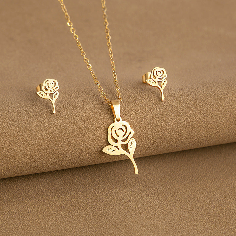 Stainless Steel Design Fashion Suit Metal Style Geometric Heart Necklaces