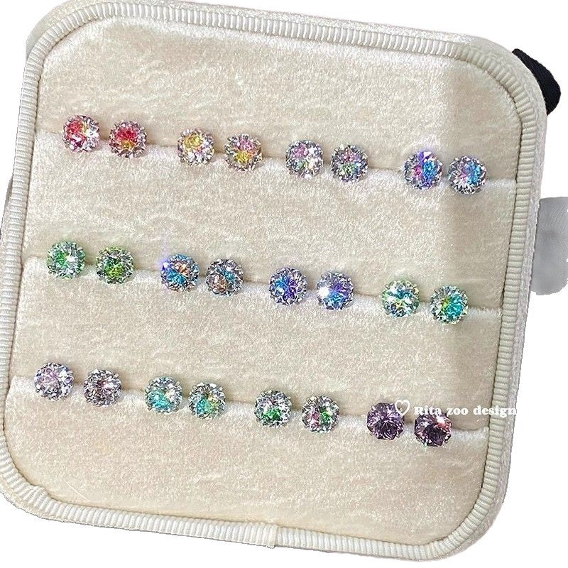 Stunning Ombre Bridal Flash Zircon Titanium Steel Ear Bone Minority Stud Earrings