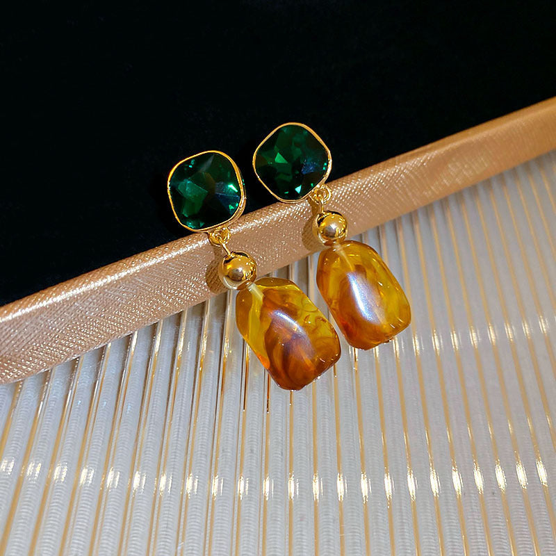 Women's Needle Geometric Irregular Resin Fashionable Retro Earrings