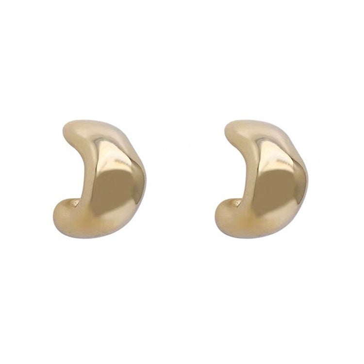 Women's Sier Needle Arc Metal Simple Temperament Commute Irregular Retro Stud Earrings