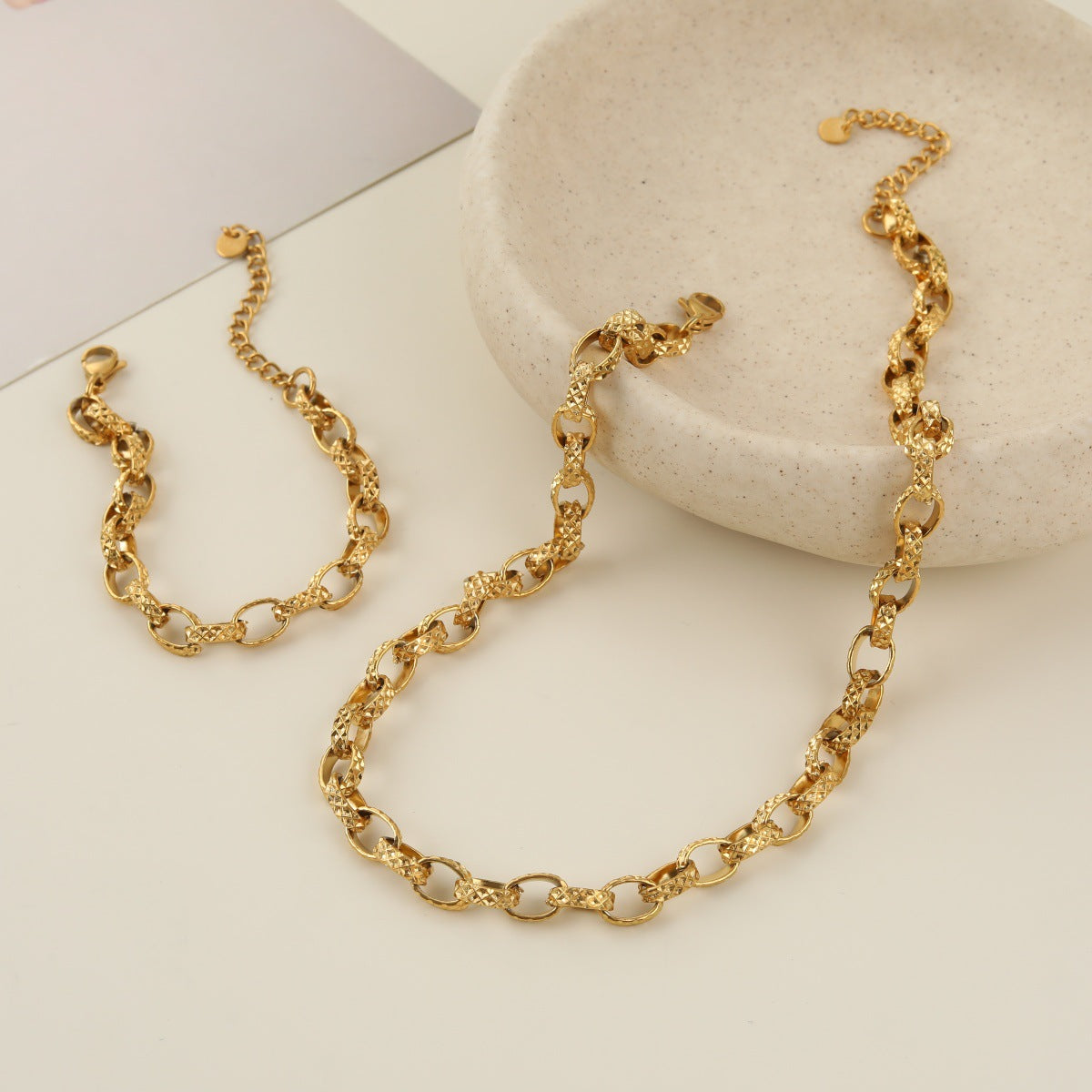 Stainless Steel Light Luxury Twisted Wire String Serial Jewelry Set