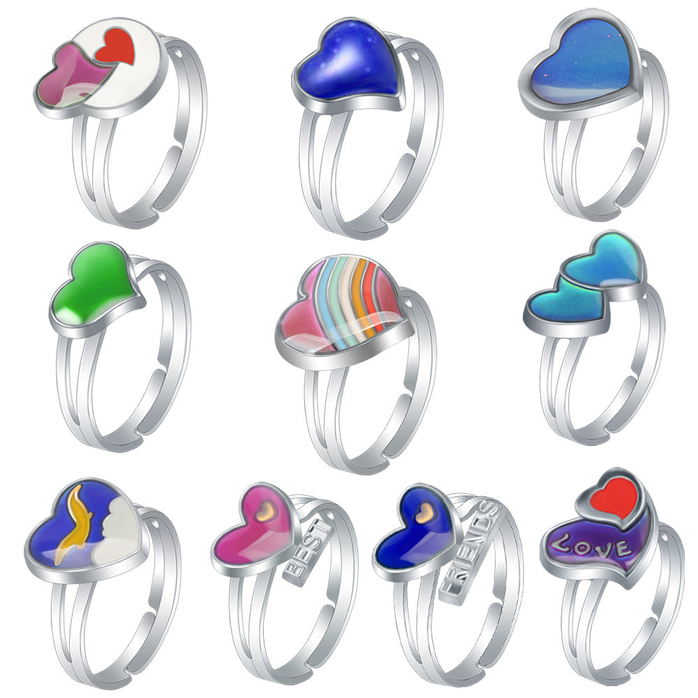 Fashion Sweet Heart Love Temperature Change Ring