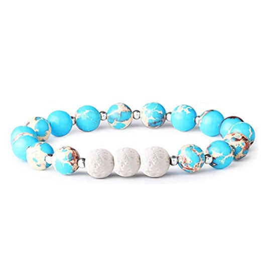 Women's & Men's Volcanic Rock Couple Beaded Elastic String Bracelet