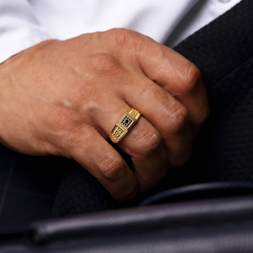 Men's Man's Gold Hip Hop Ornament Rings
