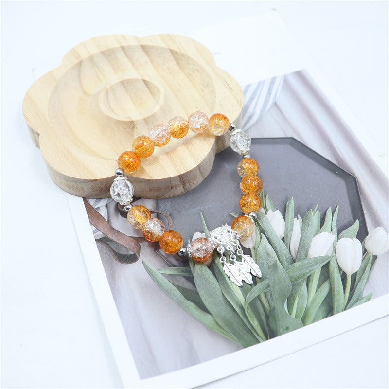 Gold Beaded Feather Glass Chipping Beads Bead Night Market Bracelets