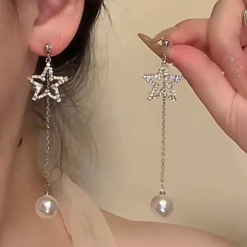 Fairy Tears Tassel Bow Zircon Female Earrings