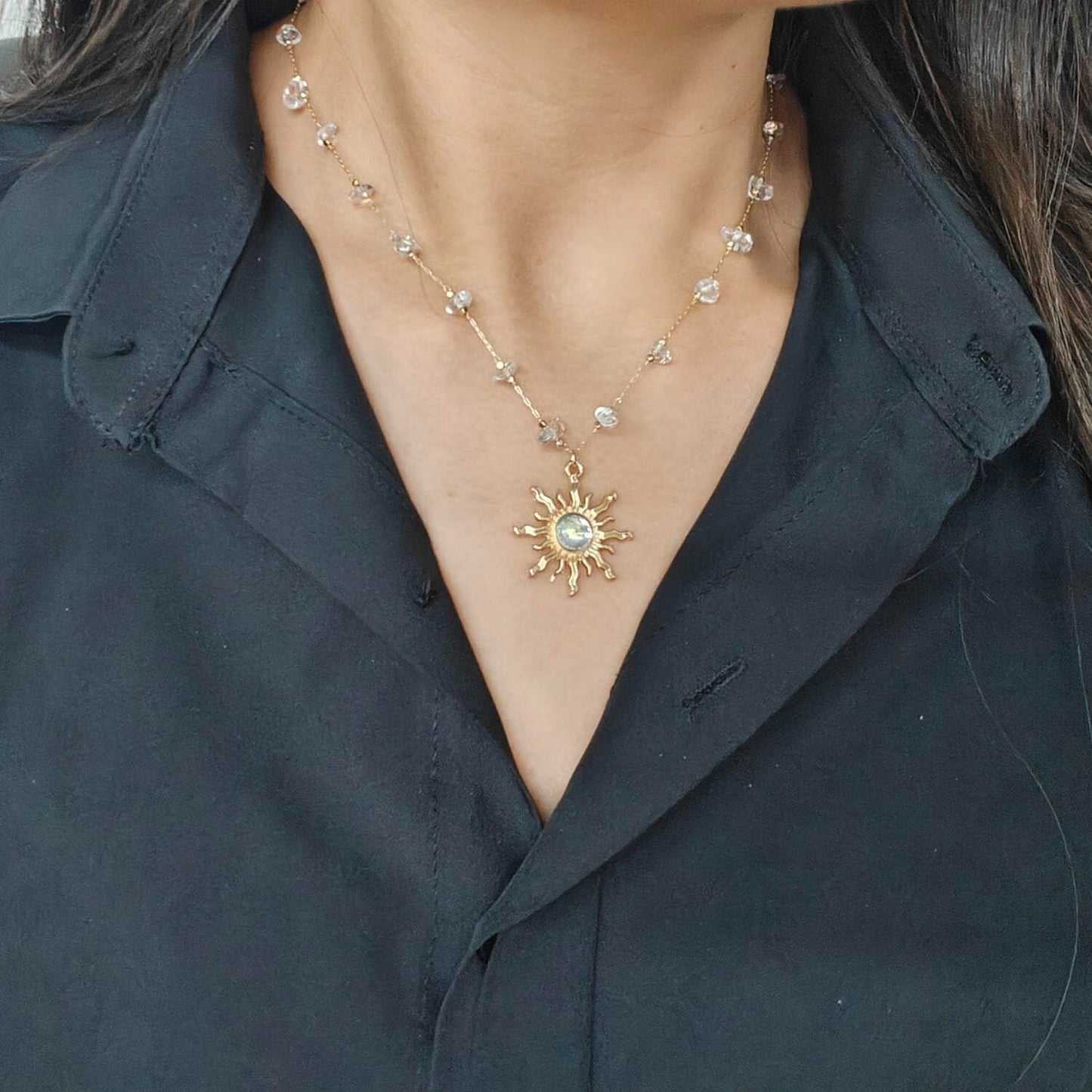 Women's Chain Gem Sunflower Creative Light Luxury Necklace