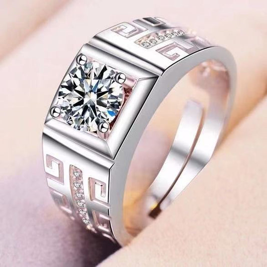 Wedding Imitation Moissanite Diamond Female Open Couple Zircon Karat Ring