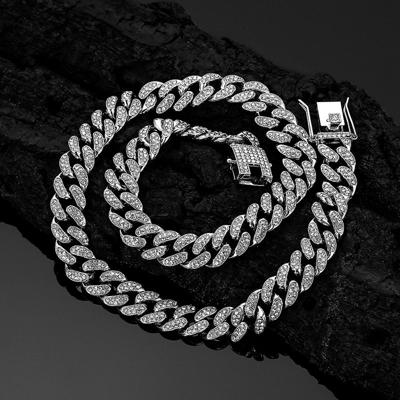 Men's Cuban Link Chain Alloy Full Diamond Dragon's Beard Bracelets