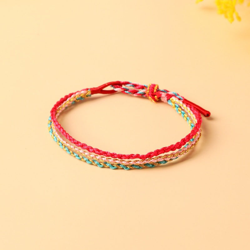 Children's Colorful Braided Rope Wrist String Safe Red Bracelet