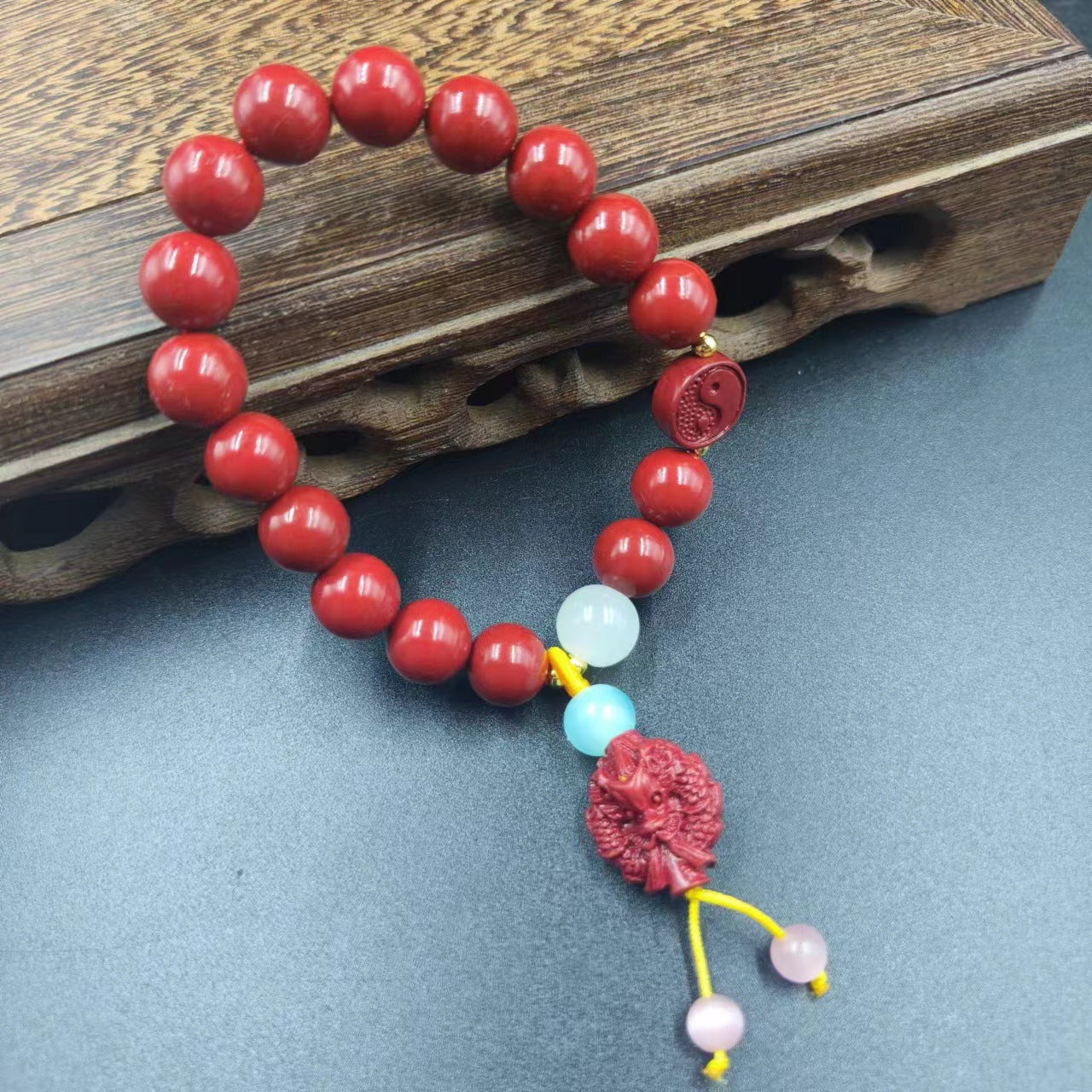 Women's & Men's Cinnabar Purple Gold Sand Single Circle Simple Buddha Beads Light Bracelet