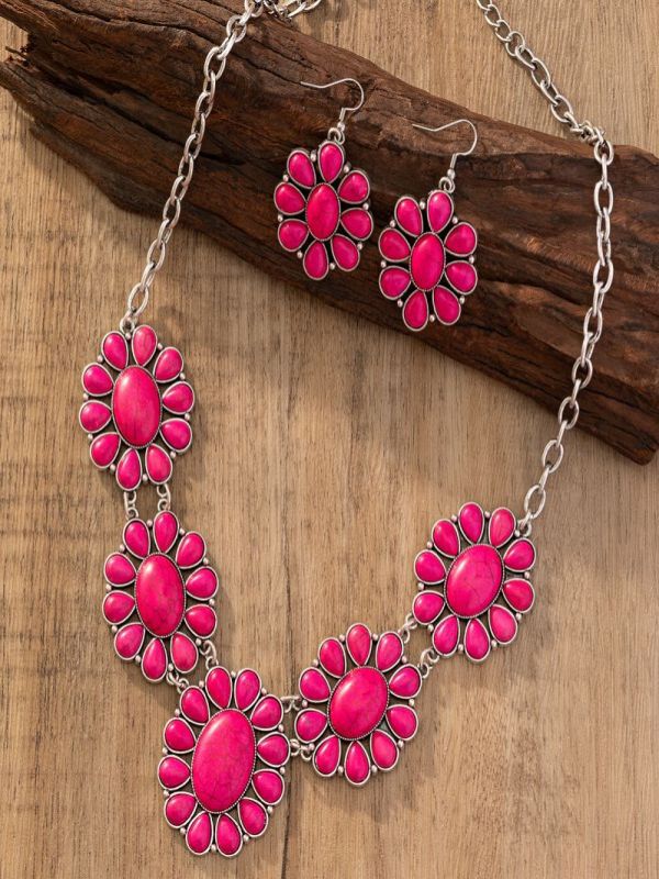 Retro Personalized Turquoise Flower Bohemian Chinese Style Earrings