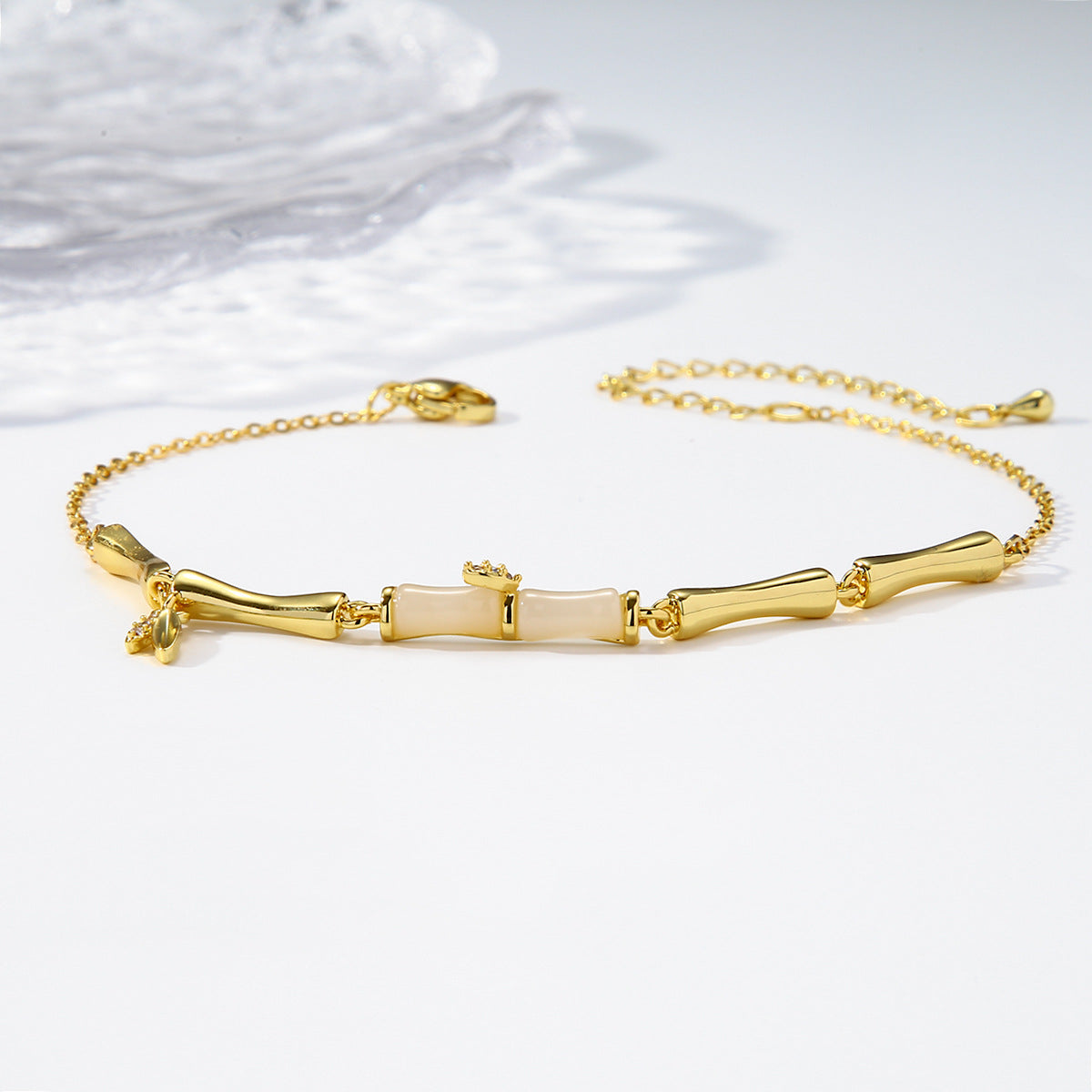 Golden Bamboo Simple Exquisite Light Luxury High-grade Versatile Ankle Bracelet