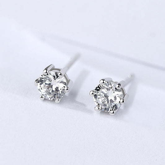 Zirconium Small Ear Female Design Bone Simple Elegant Stud Earrings