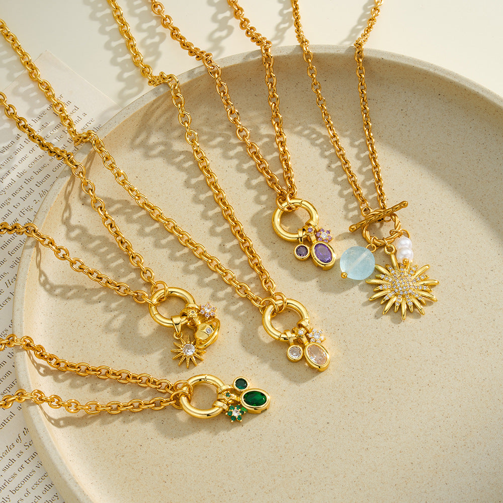 Stylish Stainless Steel Minority Simple Geometric Sun Necklaces