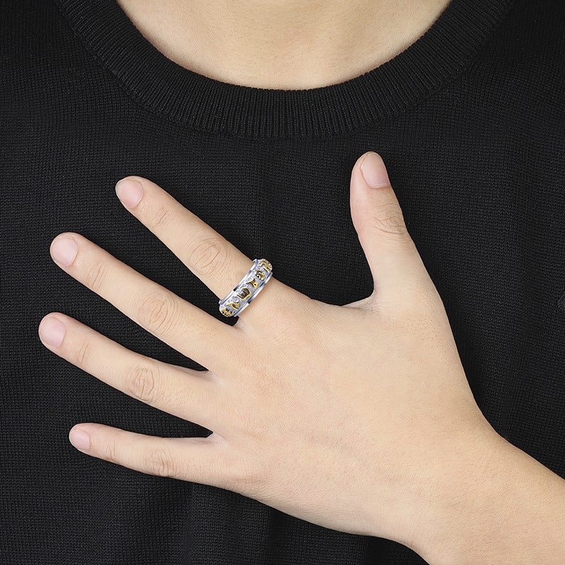 Men's Sier Simple Hip Hop Single Index Ring