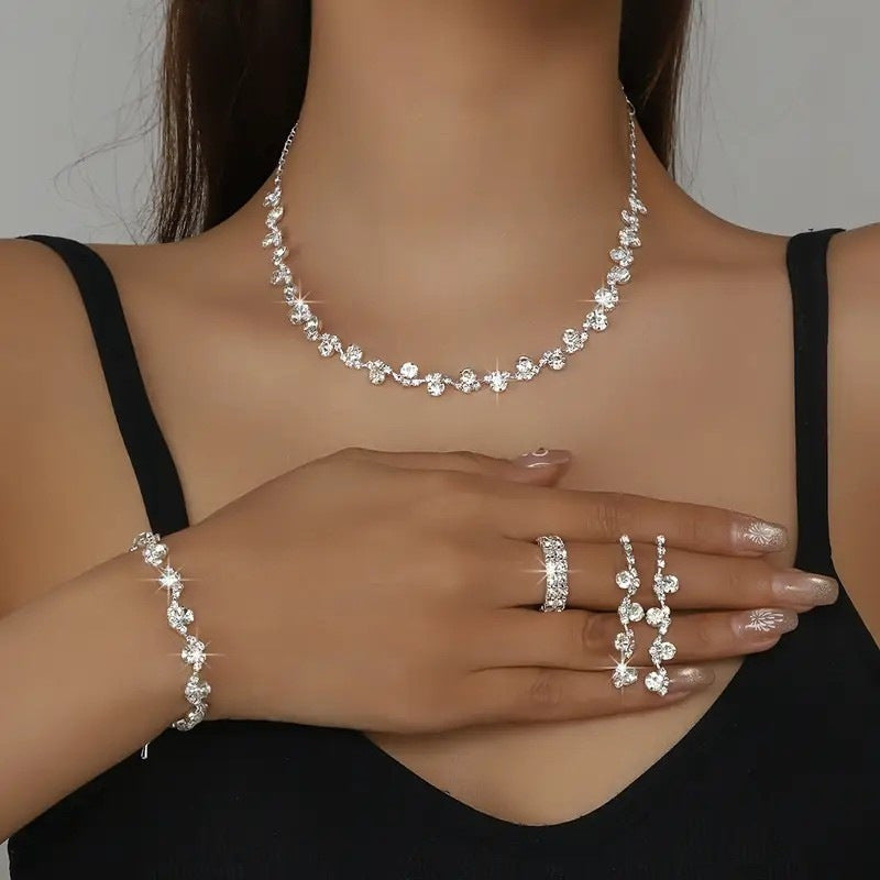 Kit Zircon Wings Water Drop Wedding Dinner Party Formal Jewelry Set