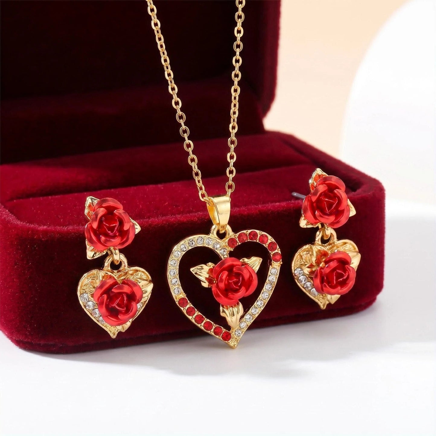 French Retro Flower Romantic Rose Minority Jewelry Set