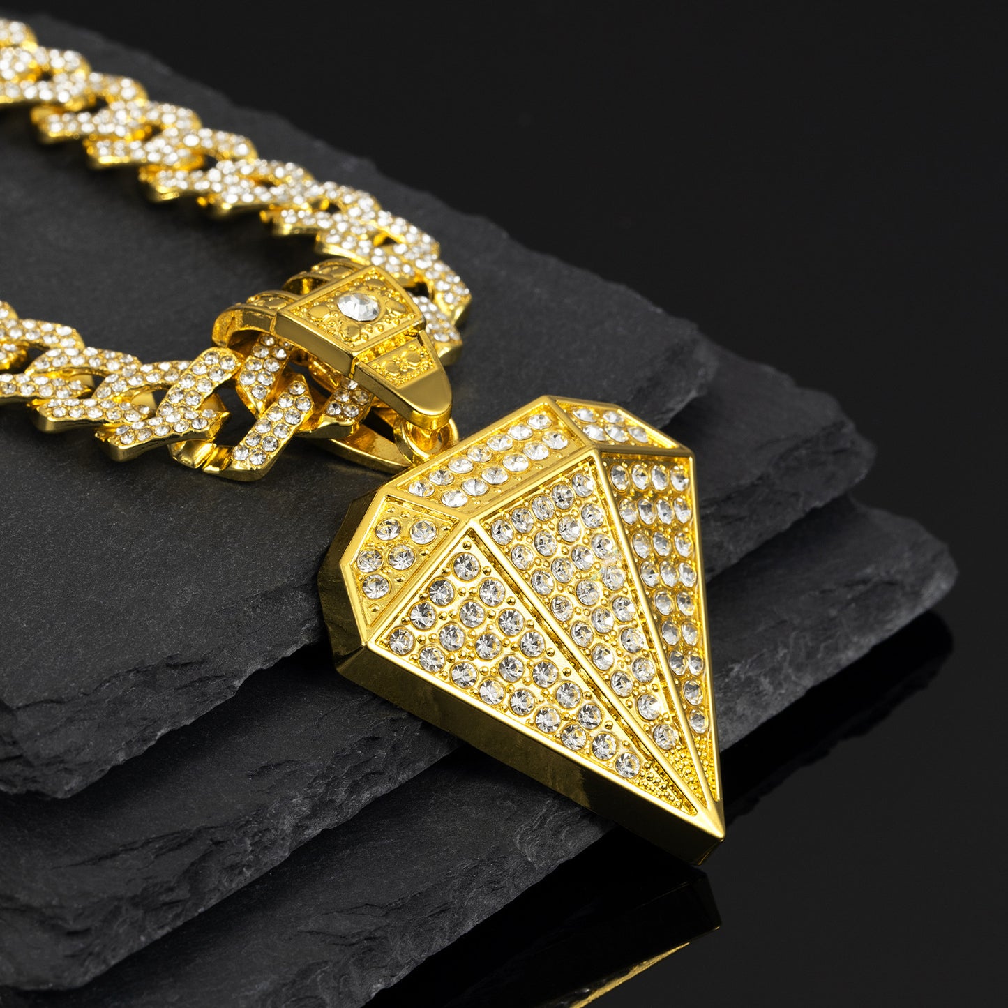 Diamond Zinc Alloy Full Cuban Link Chain High Necklaces