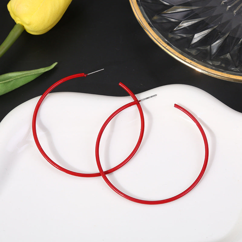 Exaggerated Metal Circle Paint Temperament Candy Earrings