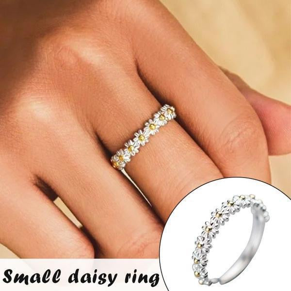 Little Daisy Flower Open Temperament Wild Live Niche Mori Style Ring