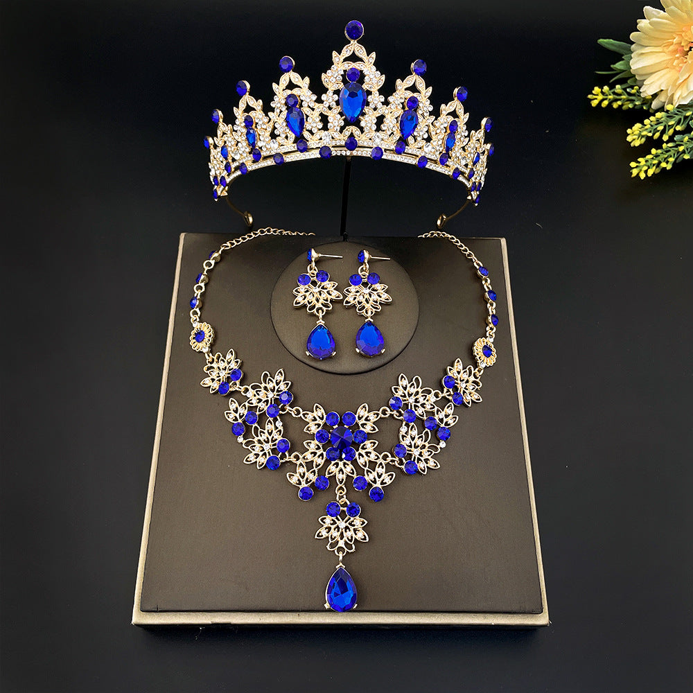 Bridal Headdress Crown Three-piece Wedding Rhinestone Jewelry Set