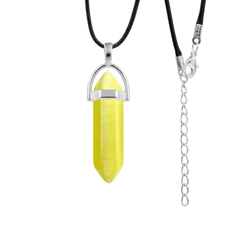 Natural Stone Hexagon Prism Fashion Crystal Necklaces