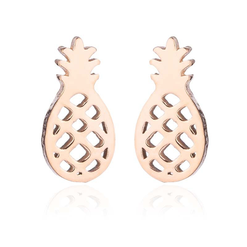 Summer Fruit Ear Fashion Stainless Steel Simple Cherry Apple Strawberry Stud Earrings