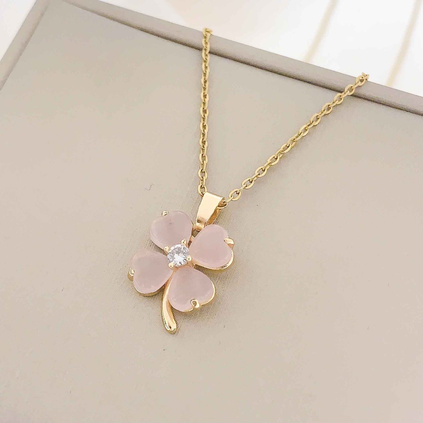 Women's Love Cat Eye Clover Titanium Steel Necklaces