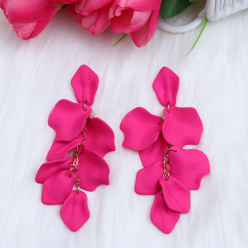 Women's Fashion Personality Tassel Petals Candy Color Design Earrings