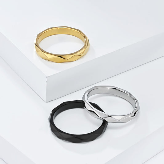 Simple Unisex Style Diamond-shaped Stainless Steel Rings