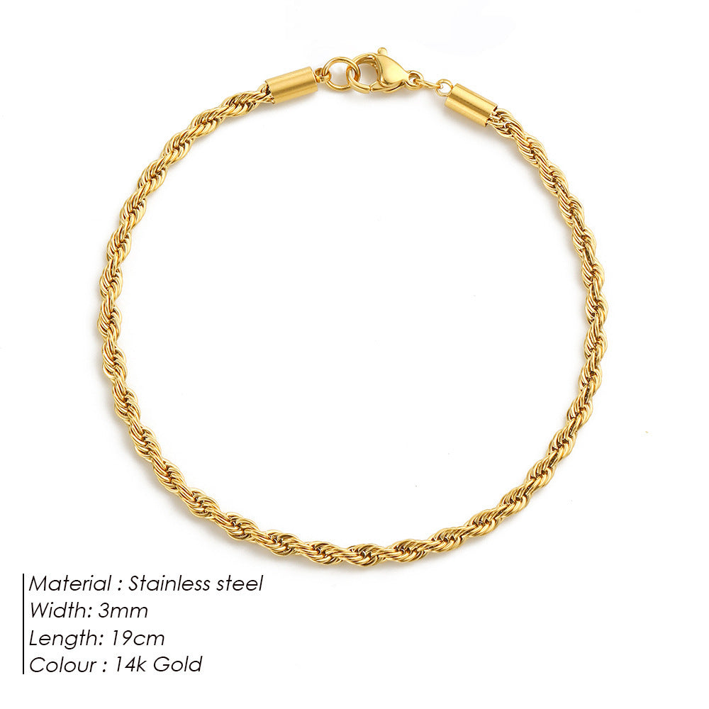 Women's American Simple Personalized Gold Twist Bracelets